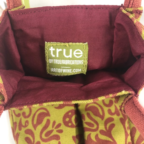 2 True Tote Canvas Wine Bottle Bags - Olive and Burgundy Floral Print - Picture 7 of 7